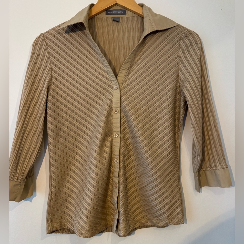 Elegant Tan Striped Women's Top